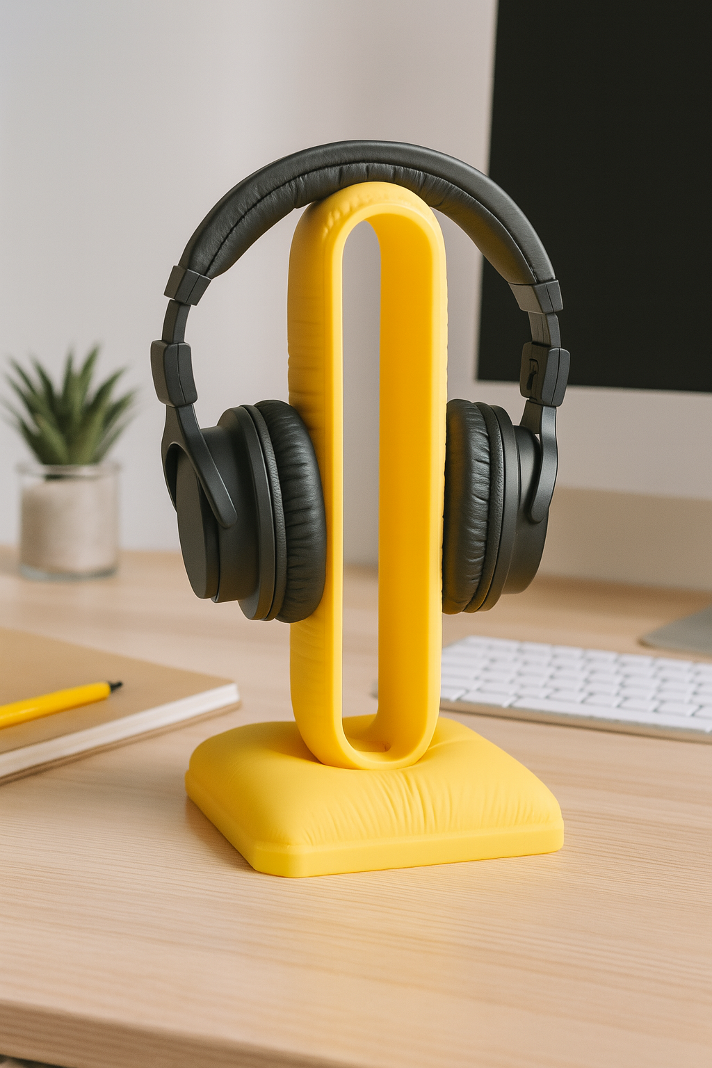 Cushion Headphone Stand Yellow Modern Desk Stand