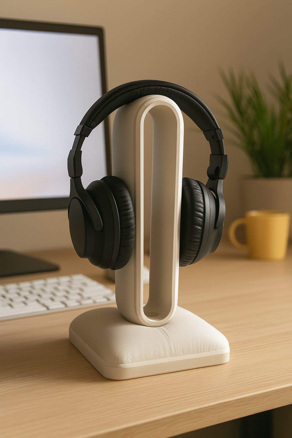 Cushion Headphone Stand White Modern Desk Stand