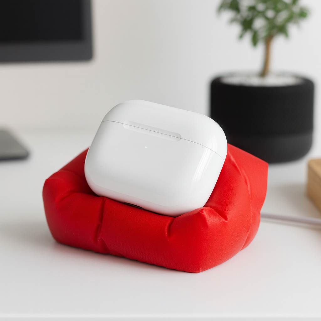 CushCharge – The 3D-Printed Cushion-Inspired Charging Stand for AirPods (MagSafe-Compatible) Red